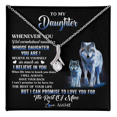 Alluring Beauty Necklace 14K White Gold Finish | 1 | Personalized To My Daughter Necklace From Mom Dad Mother Whenever You Feel Wolf Daughter Birthday Gifts Jewelry Christmas Customized Gift Box Message Card | teecentury