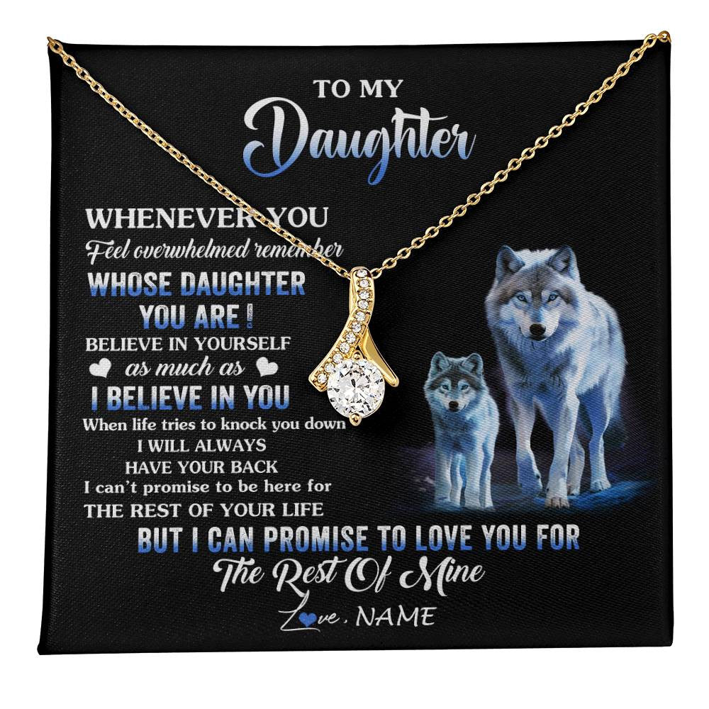 Alluring Beauty Necklace 18K Yellow Gold Finish | 1 | Personalized To My Daughter Necklace From Mom Dad Mother Whenever You Feel Wolf Daughter Birthday Gifts Jewelry Christmas Customized Gift Box Message Card | teecentury