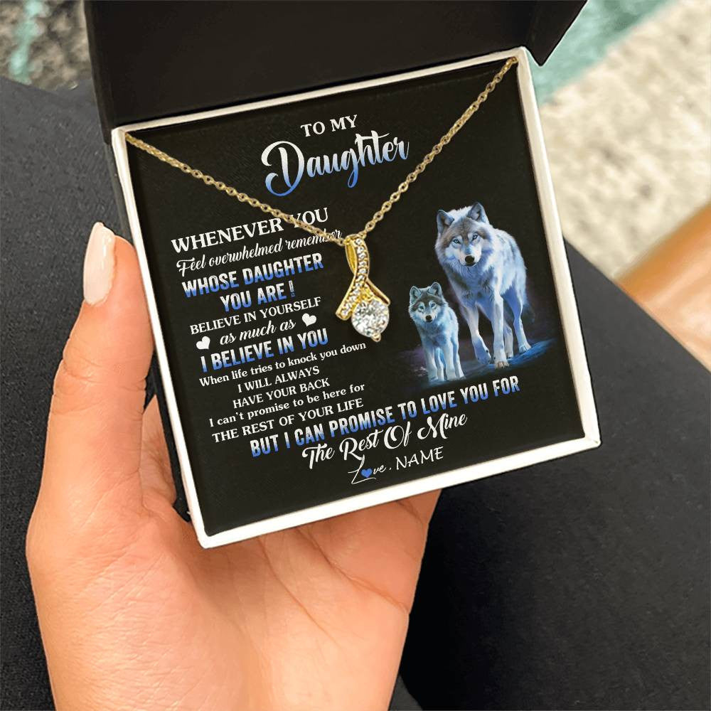 Alluring Beauty Necklace 18K Yellow Gold Finish | 2 | Personalized To My Daughter Necklace From Mom Dad Mother Whenever You Feel Wolf Daughter Birthday Gifts Jewelry Christmas Customized Gift Box Message Card | teecentury