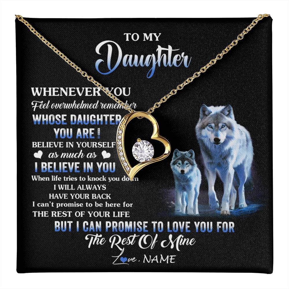 Forever Love Necklace 18K Yellow Gold Finish | 1 | Personalized To My Daughter Necklace From Mom Dad Mother Whenever You Feel Wolf Daughter Birthday Gifts Jewelry Christmas Customized Gift Box Message Card | teecentury