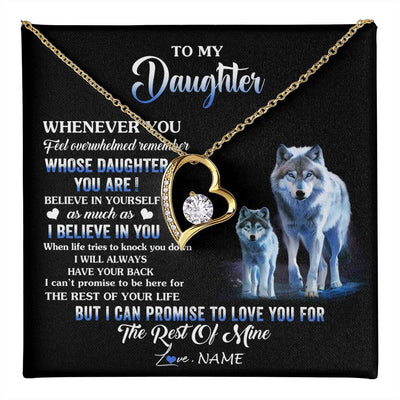 Forever Love Necklace 18K Yellow Gold Finish | 1 | Personalized To My Daughter Necklace From Mom Dad Mother Whenever You Feel Wolf Daughter Birthday Gifts Jewelry Christmas Customized Gift Box Message Card | teecentury