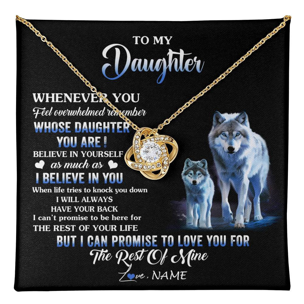 Love Knot Necklace 18K Yellow Gold Finish | 1 | Personalized To My Daughter Necklace From Mom Dad Mother Whenever You Feel Wolf Daughter Birthday Gifts Jewelry Christmas Customized Gift Box Message Card | teecentury