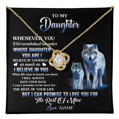 Love Knot Necklace 18K Yellow Gold Finish | 1 | Personalized To My Daughter Necklace From Mom Dad Mother Whenever You Feel Wolf Daughter Birthday Gifts Jewelry Christmas Customized Gift Box Message Card | teecentury