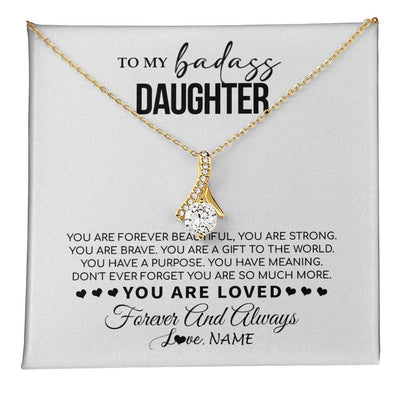 Alluring Beauty Necklace 18K Yellow Gold Finish | 1 | Personalized To My Daughter Necklace From Mom Dad Mother You Are Forever Beautiful Daughter Birthday Graduation Christmas Customized Gift Box Message Card | teecentury