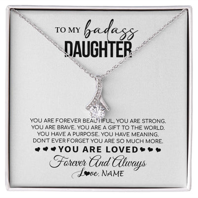 Alluring Beauty Necklace | Personalized To My Daughter Necklace From Mom Dad Mother You Are Forever Beautiful Daughter Birthday Graduation Christmas Customized Gift Box Message Card | teecentury