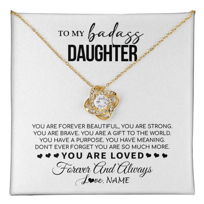 Love Knot Necklace 18K Yellow Gold Finish | 1 | Personalized To My Daughter Necklace From Mom Dad Mother You Are Forever Beautiful Daughter Birthday Graduation Christmas Customized Gift Box Message Card | teecentury