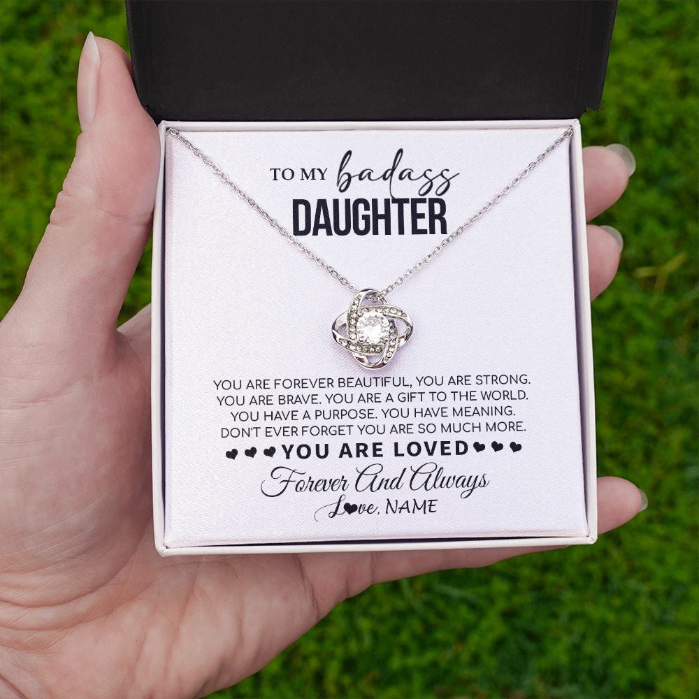 Love Knot Necklace | Personalized To My Daughter Necklace From Mom Dad Mother You Are Forever Beautiful Daughter Birthday Graduation Christmas Customized Gift Box Message Card | teecentury