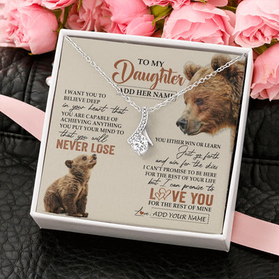 Alluring Beauty Necklace 14K White Gold Finish | 2 | Personalized To My Daughter Necklace From Mom Dad Mother You Will Never Lose Bear Daughter Birthday Gifts Graduation Christmas Custom Gift Box Message Card | teecentury.myshopify