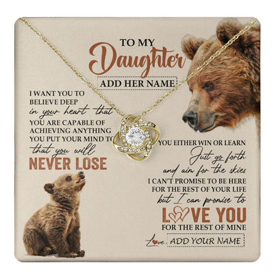 Love Knot Necklace 18K Yellow Gold Finish | 1 | Personalized To My Daughter Necklace From Mom Dad Mother You Will Never Lose Bear Daughter Birthday Gifts Graduation Christmas Custom Gift Box Message Card | teecentury.myshopify