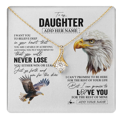 Alluring Beauty Necklace 18K Yellow Gold Finish | 1 | Personalized To My Daughter Necklace From Mom Dad Mother You Will Never Lose Eagle Daughter Birthday Gifts Graduation Christmas Custom Gift Box Message Card | teecentury