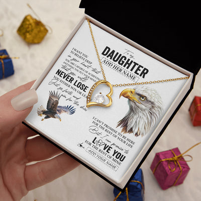 Forever Love Necklace 18K Yellow Gold Finish | 2 | Personalized To My Daughter Necklace From Mom Dad Mother You Will Never Lose Eagle Daughter Birthday Gifts Graduation Christmas Custom Gift Box Message Card | teecentury