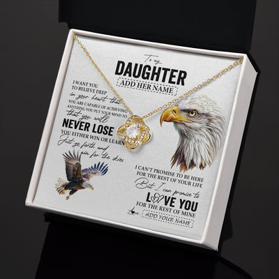Love Knot Necklace 18K Yellow Gold Finish | 2 | Personalized To My Daughter Necklace From Mom Dad Mother You Will Never Lose Eagle Daughter Birthday Gifts Graduation Christmas Custom Gift Box Message Card | teecentury