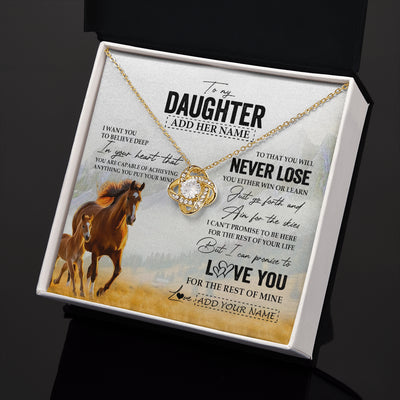 Love Knot Necklace 18K Yellow Gold Finish | 2 | Personalized To My Daughter Necklace From Mom Dad Mother You Will Never Lose Horse Daughter Birthday Gifts Graduation Christmas Custom Gift Box Message Card | teecentury
