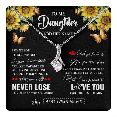 Alluring Beauty Necklace 14K White Gold Finish | 1 | Personalized To My Daughter Necklace From Mom Dad Mother You Will Never Lose Sunflower Daughter Birthday Gifts Graduation Christmas Gift Box Message Card | teecentury.myshopify