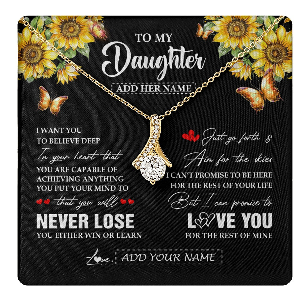 Alluring Beauty Necklace 18K Yellow Gold Finish | 1 | Personalized To My Daughter Necklace From Mom Dad Mother You Will Never Lose Sunflower Daughter Birthday Gifts Graduation Christmas Gift Box Message Card | teecentury.myshopify