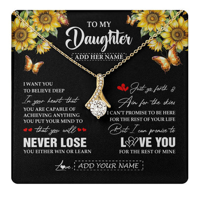 Alluring Beauty Necklace 18K Yellow Gold Finish | 1 | Personalized To My Daughter Necklace From Mom Dad Mother You Will Never Lose Sunflower Daughter Birthday Gifts Graduation Christmas Gift Box Message Card | teecentury.myshopify