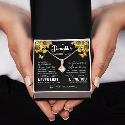 Alluring Beauty Necklace 18K Yellow Gold Finish | 2 | Personalized To My Daughter Necklace From Mom Dad Mother You Will Never Lose Sunflower Daughter Birthday Gifts Graduation Christmas Gift Box Message Card | teecentury.myshopify