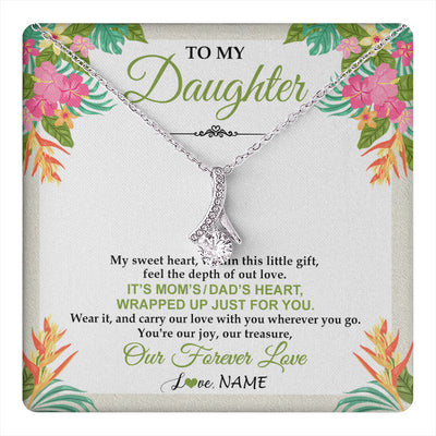 Alluring Beauty Necklace 14K White Gold Finish | 1 | Personalized To My Daughter Necklace From Mom Dad My Sweet Heart Birthday Gift For Daughter Valentine's Day Christmas Graduation Gift Box Message Card | teecentury