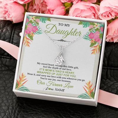 Alluring Beauty Necklace 14K White Gold Finish | 2 | Personalized To My Daughter Necklace From Mom Dad My Sweet Heart Birthday Gift For Daughter Valentine's Day Christmas Graduation Gift Box Message Card | teecentury