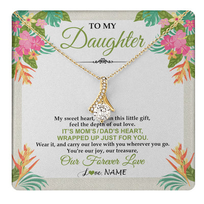 Alluring Beauty Necklace 18K Yellow Gold Finish | 1 | Personalized To My Daughter Necklace From Mom Dad My Sweet Heart Birthday Gift For Daughter Valentine's Day Christmas Graduation Gift Box Message Card | teecentury