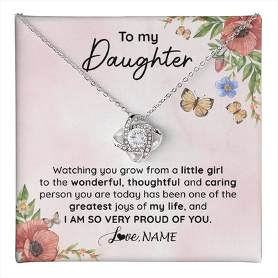 Love Knot Necklace 14K White Gold Finish | 1 | Personalized To My Daughter Necklace From Mom Dad Watching You Grow Daughter Birthday Gifts Jewelry Graduation Christmas Customized Gift Box Message Card | teecentury