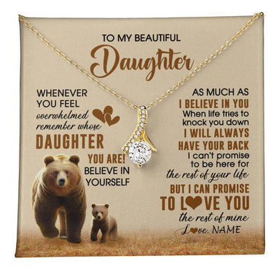 Alluring Beauty Necklace 18K Yellow Gold Finish | 1 | Personalized To My Daughter Necklace From Mom Dad Whenever You Feel Bear Daughter Birthday Gifts Gifts Graduation Christmas Customized Gift Box Message Card | teecentury
