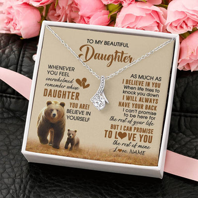 Alluring Beauty Necklace 14K White Gold Finish | 2 | Personalized To My Daughter Necklace From Mom Dad Whenever You Feel Bear Daughter Birthday Gifts Gifts Graduation Christmas Customized Gift Box Message Card | teecentury