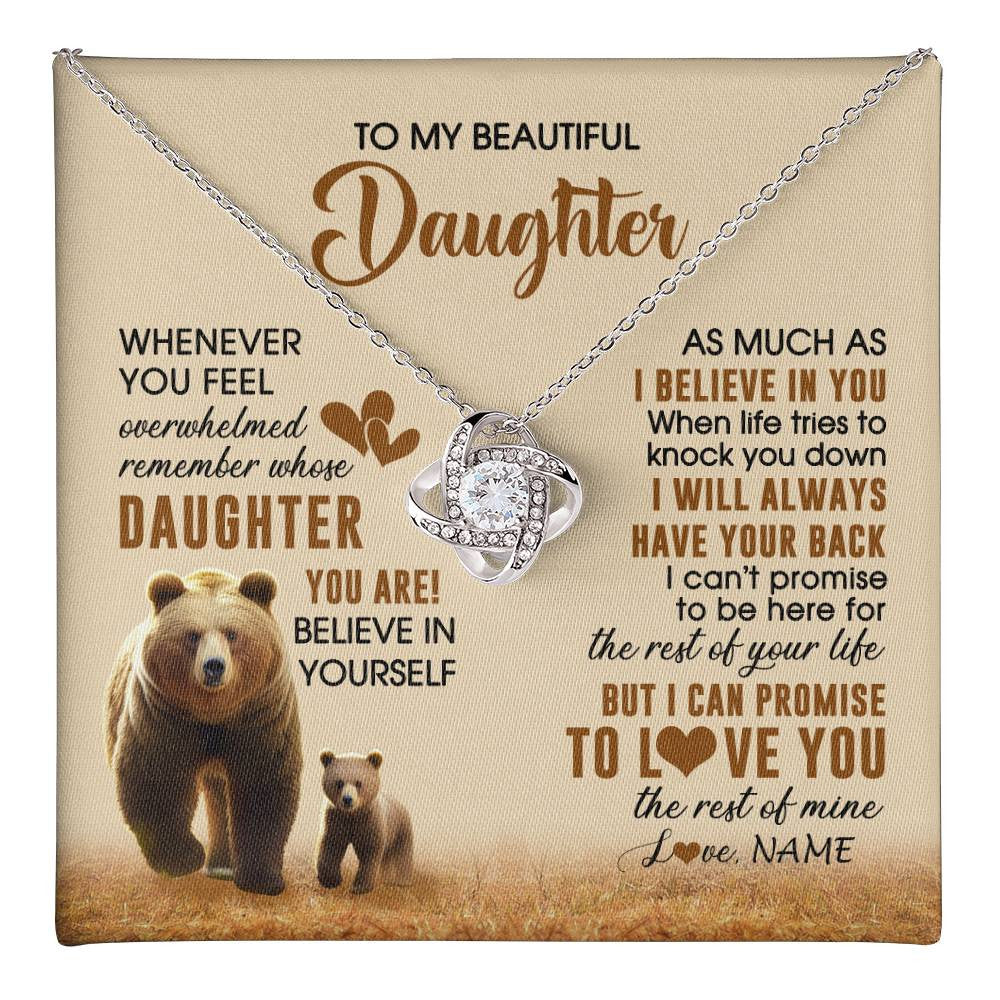 Love Knot Necklace 14K White Gold Finish | 1 | Personalized To My Daughter Necklace From Mom Dad Whenever You Feel Bear Daughter Birthday Gifts Gifts Graduation Christmas Customized Gift Box Message Card | teecentury