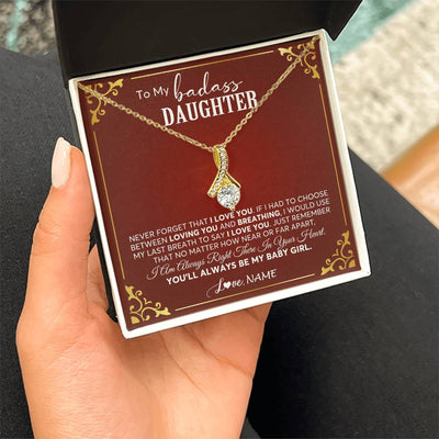 Alluring Beauty Necklace 18K Yellow Gold Finish | 2 | Personalized To My Daughter Necklace From Mom Dad You'Ll Always Be My Baby Girl Daughter Birthday Graduation Christmas Customized Gift Box Message Card | teecentury