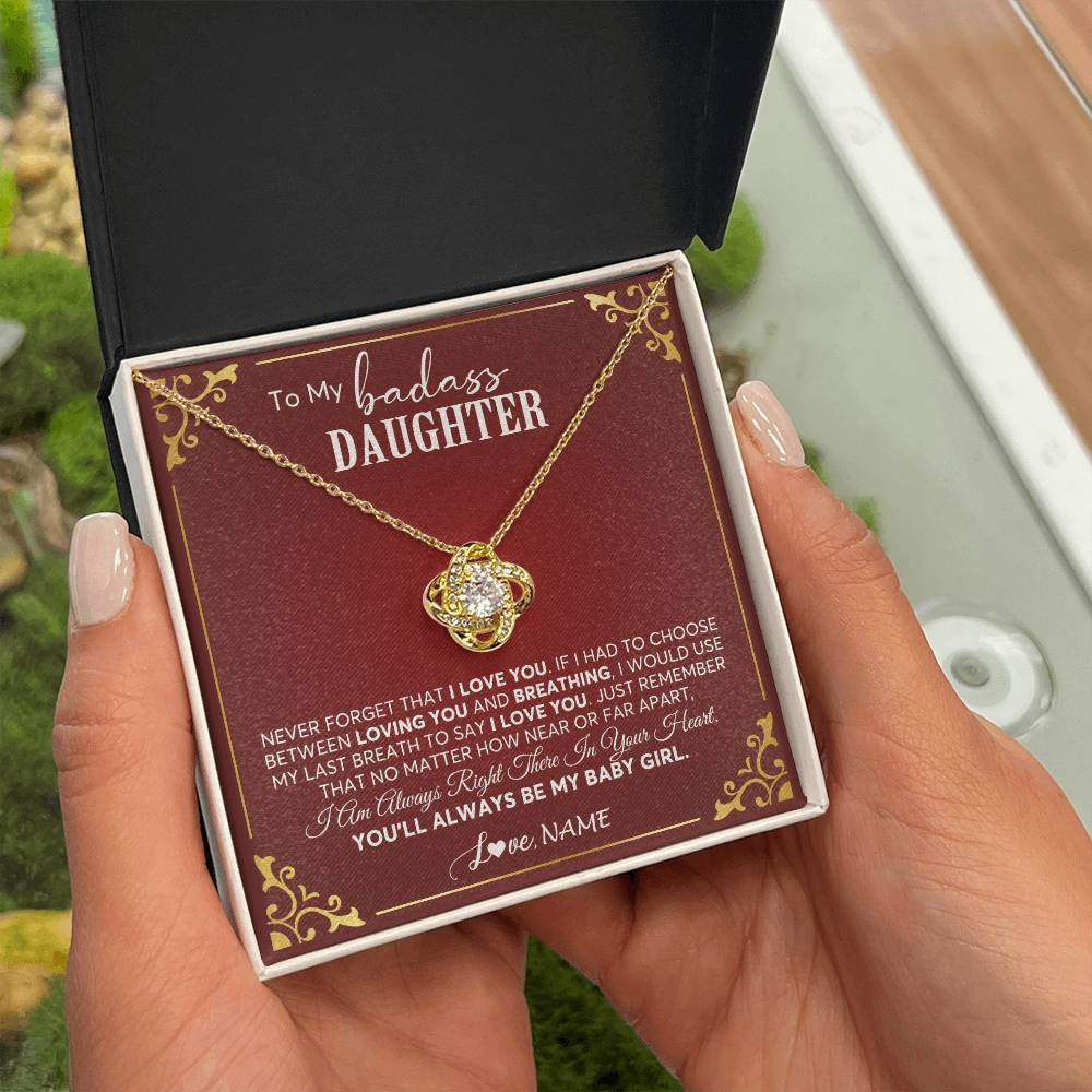 Love Knot Necklace 18K Yellow Gold Finish | 2 | Personalized To My Daughter Necklace From Mom Dad You'Ll Always Be My Baby Girl Daughter Birthday Graduation Christmas Customized Gift Box Message Card | teecentury