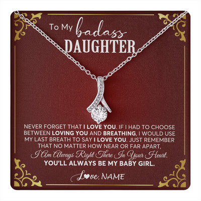 Alluring Beauty Necklace 14K White Gold Finish | 1 | Personalized To My Daughter Necklace From Mom Dad You'll Always Be My Daughter Birthday Graduation Christmas Customized Gift Box Message Card | teecentury