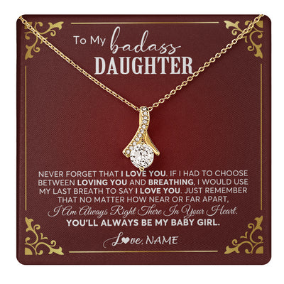Alluring Beauty Necklace 18K Yellow Gold Finish | 1 | Personalized To My Daughter Necklace From Mom Dad You'll Always Be My Daughter Birthday Graduation Christmas Customized Gift Box Message Card | teecentury