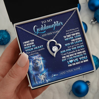 Forever Love Necklace 14K White Gold Finish | 2 | Personalized To My Daughter Necklace From Mom Mother Believe Your Heart Daughter Gift Birthday Graduation Christmas Customized Gift Box Message Card | teecentury.myshopify