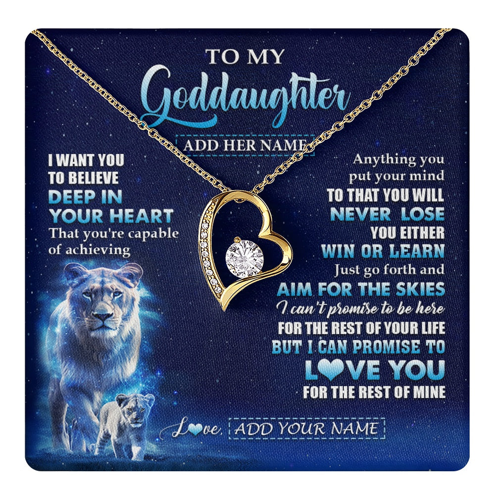 Forever Love Necklace 18K Yellow Gold Finish | 1 | Personalized To My Daughter Necklace From Mom Mother Believe Your Heart Daughter Gift Birthday Graduation Christmas Customized Gift Box Message Card | teecentury.myshopify