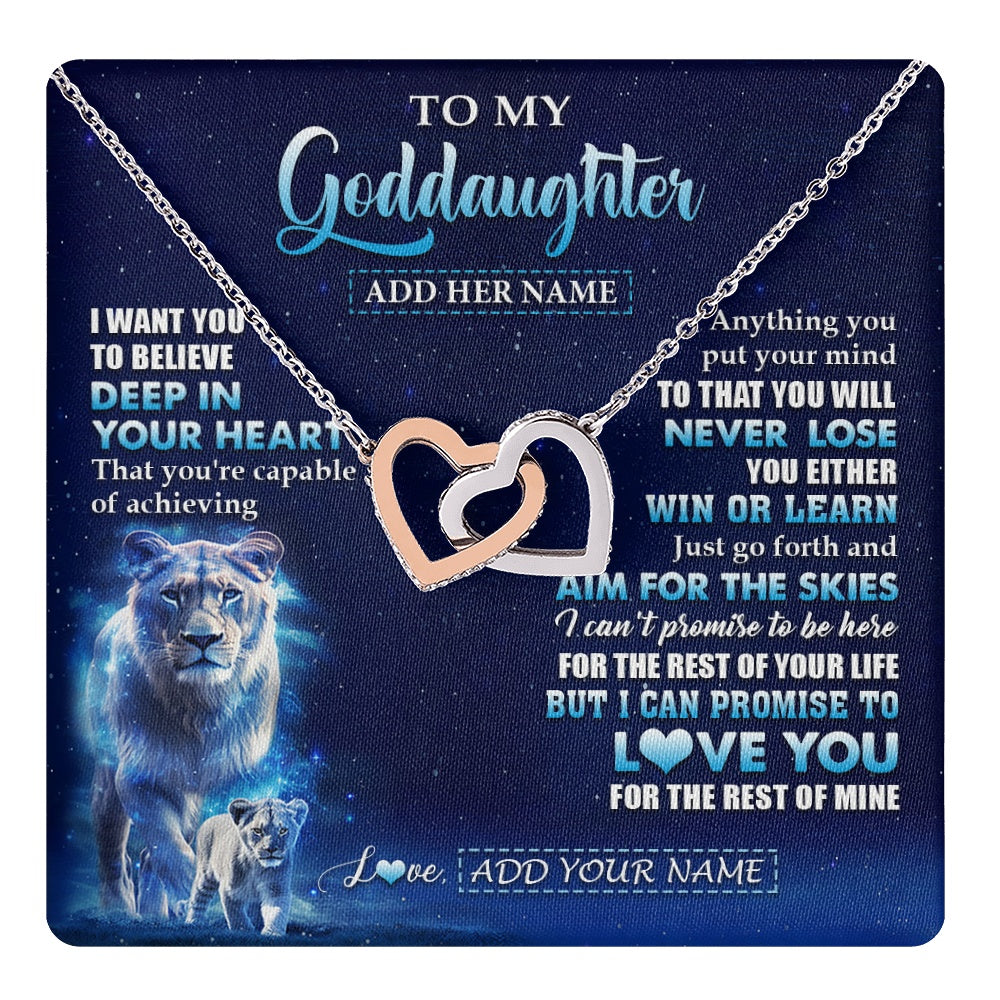 Interlocking Hearts Necklace Stainless Steel & Rose Gold Finish | 1 | Personalized To My Daughter Necklace From Mom Mother Believe Your Heart Daughter Gift Birthday Graduation Christmas Customized Gift Box Message Card | teecentury.myshopify