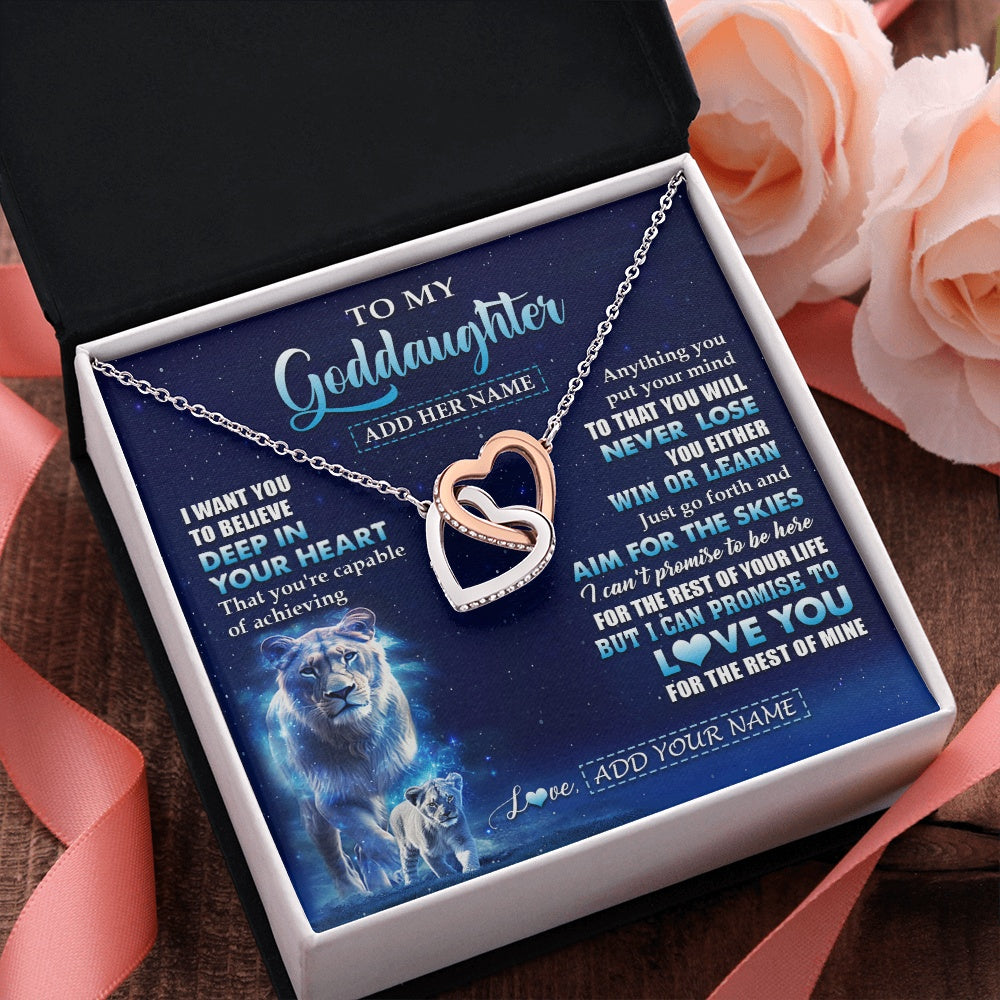 Interlocking Hearts Necklace Stainless Steel & Rose Gold Finish | 2 | Personalized To My Daughter Necklace From Mom Mother Believe Your Heart Daughter Gift Birthday Graduation Christmas Customized Gift Box Message Card | teecentury.myshopify