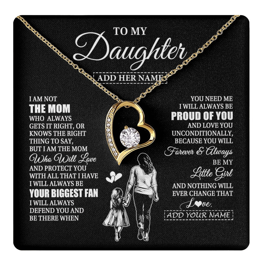 Forever Love Necklace 18K Yellow Gold Finish | 1 | Personalized To My Daughter Necklace From Mom Mother Biggest Fan Birthday Gifts For Daughter From Mom Daughter Christmas Custom Gift Box Message Card | teecentury.myshopify