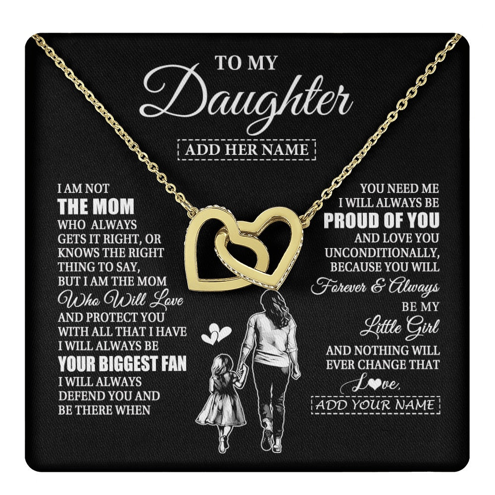 Interlocking Hearts Necklace 18K Yellow Gold Finish | 1 | Personalized To My Daughter Necklace From Mom Mother Biggest Fan Birthday Gifts For Daughter From Mom Daughter Christmas Custom Gift Box Message Card | teecentury.myshopify
