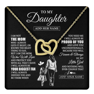 Interlocking Hearts Necklace 18K Yellow Gold Finish | 1 | Personalized To My Daughter Necklace From Mom Mother Biggest Fan Birthday Gifts For Daughter From Mom Daughter Christmas Custom Gift Box Message Card | teecentury.myshopify