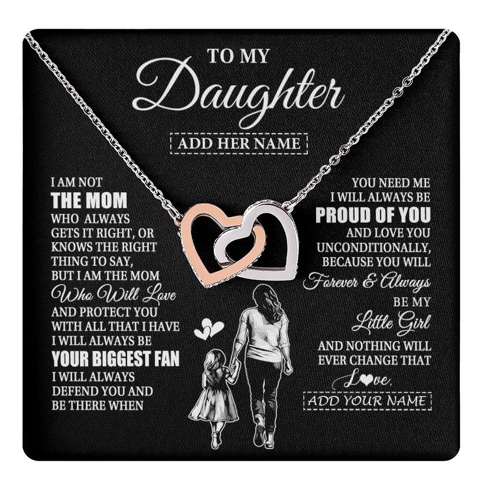 Interlocking Hearts Necklace Stainless Steel & Rose Gold Finish | 1 | Personalized To My Daughter Necklace From Mom Mother Biggest Fan Birthday Gifts For Daughter From Mom Daughter Christmas Custom Gift Box Message Card | teecentury.myshopify