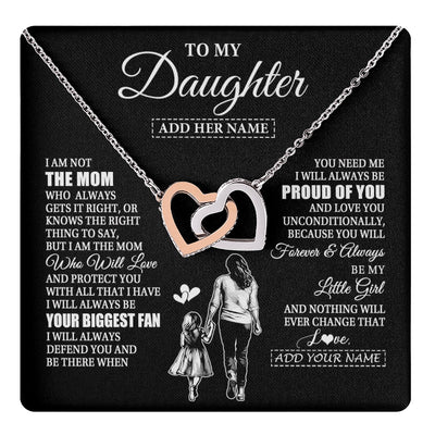 Interlocking Hearts Necklace Stainless Steel & Rose Gold Finish | 1 | Personalized To My Daughter Necklace From Mom Mother Biggest Fan Birthday Gifts For Daughter From Mom Daughter Christmas Custom Gift Box Message Card | teecentury.myshopify