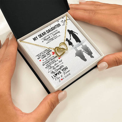 Interlocking Hearts Necklace 18K Yellow Gold Finish | 2 | Personalized To My Daughter Necklace From Mom Mother I Love You Letters For Her Daughter Birthday Graduation Christmas Customized Gift Box Message Card | teecentury