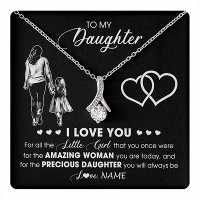 Alluring Beauty Necklace 14K White Gold Finish | 1 | Personalized To My Daughter Necklace From Mom Mother I Love You Little Girl Daughter Birthday Graduation Christmas Jewelry Customized Gift Box Message Card | teecentury