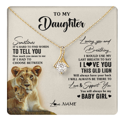 Alluring Beauty Necklace 18K Yellow Gold Finish | 1 | Personalized To My Daughter Necklace From Mom Mother I Love You This Old Lion Daughter Birthday Graduation Christmas Jewelry Customized Gift Box Message Card | teecentury