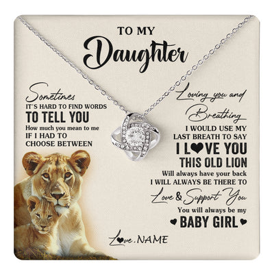 Love Knot Necklace 14K White Gold Finish | 1 | Personalized To My Daughter Necklace From Mom Mother I Love You This Old Lion Daughter Birthday Graduation Christmas Jewelry Customized Gift Box Message Card | teecentury