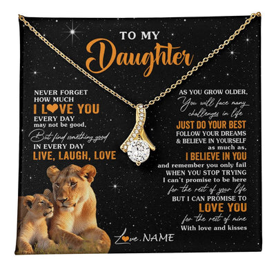 Alluring Beauty Necklace 18K Yellow Gold Finish | 1 | Personalized To My Daughter Necklace From Mom Mother Live Laugh Love Lion Daughter Birthday Positive Graduation Christmas Customized Gift Box Message Card | teecentury