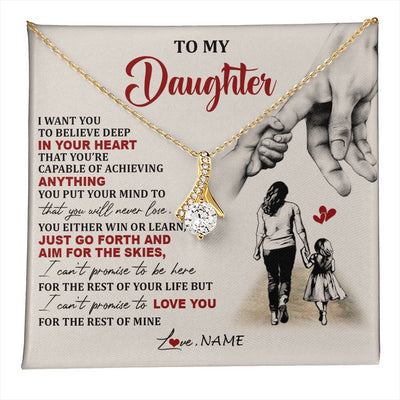 Alluring Beauty Necklace 18K Yellow Gold Finish | 1 | Personalized To My Daughter Necklace From Mom Mother Promise To Love You Daughter Birthday Jewelry Graduation Christmas Customized Gift Box Message Card | teecentury