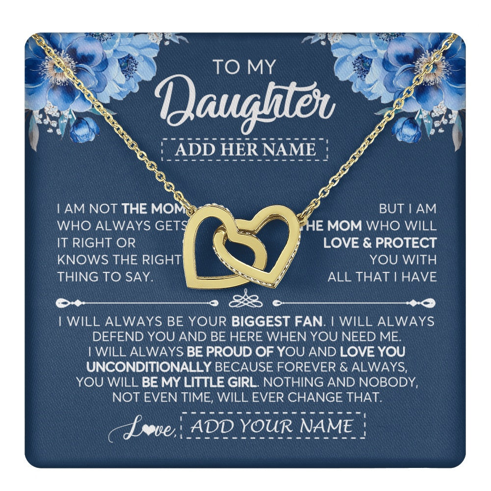 Interlocking Hearts Necklace 18K Yellow Gold Finish | 1 | Personalized To My Daughter Necklace From Mom Mother Proud Of You Birthday Gifts For Daughter Jewelry Gifts Christmas Custom Gift Box Message Card | https://teecentury.