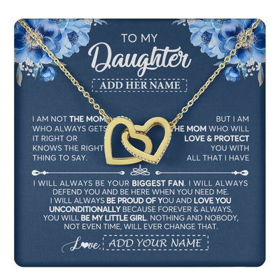 Interlocking Hearts Necklace 18K Yellow Gold Finish | 1 | Personalized To My Daughter Necklace From Mom Mother Proud Of You Birthday Gifts For Daughter Jewelry Gifts Christmas Custom Gift Box Message Card | https://teecentury.