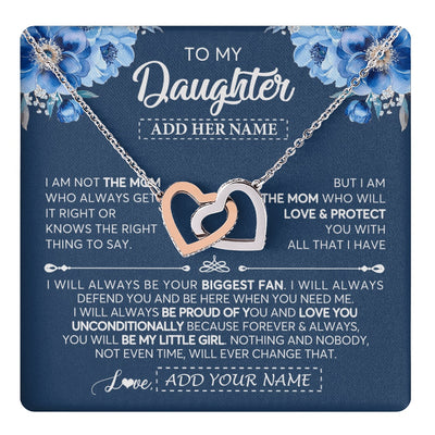 Interlocking Hearts Necklace Stainless Steel & Rose Gold Finish | 1 | Personalized To My Daughter Necklace From Mom Mother Proud Of You Birthday Gifts For Daughter Jewelry Gifts Christmas Custom Gift Box Message Card | https://teecentury.